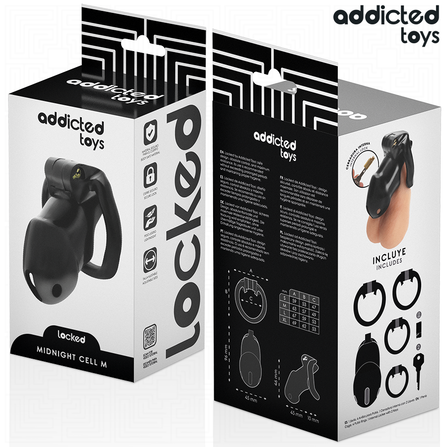 ADDICTED TOYS LOCKED - MINDNIGHT CELL PENIS CAGE SIZE M
