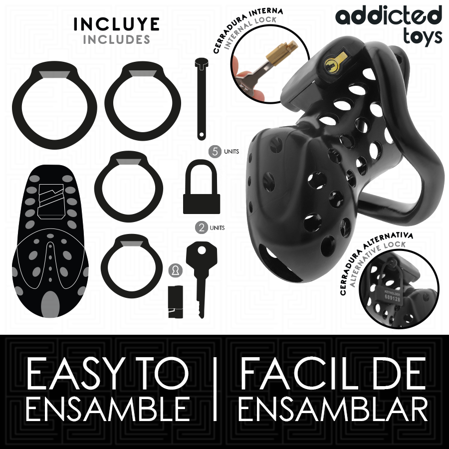ADDICTED TOYS LOCKED - CHAINED HOLLOW PENIS CAGE 10.5 CM