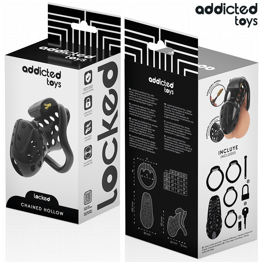 ADDICTED TOYS LOCKED - CHAINED HOLLOW PENIS CAGE 10.5 CM