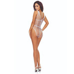 PASSION - BS114 WHITE GRID BODYSTOCKING