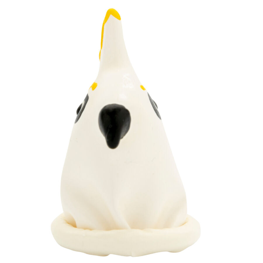 CONDOMERIE - HANDPAINTED NOVELTY CONDOMS PARROT WHITE