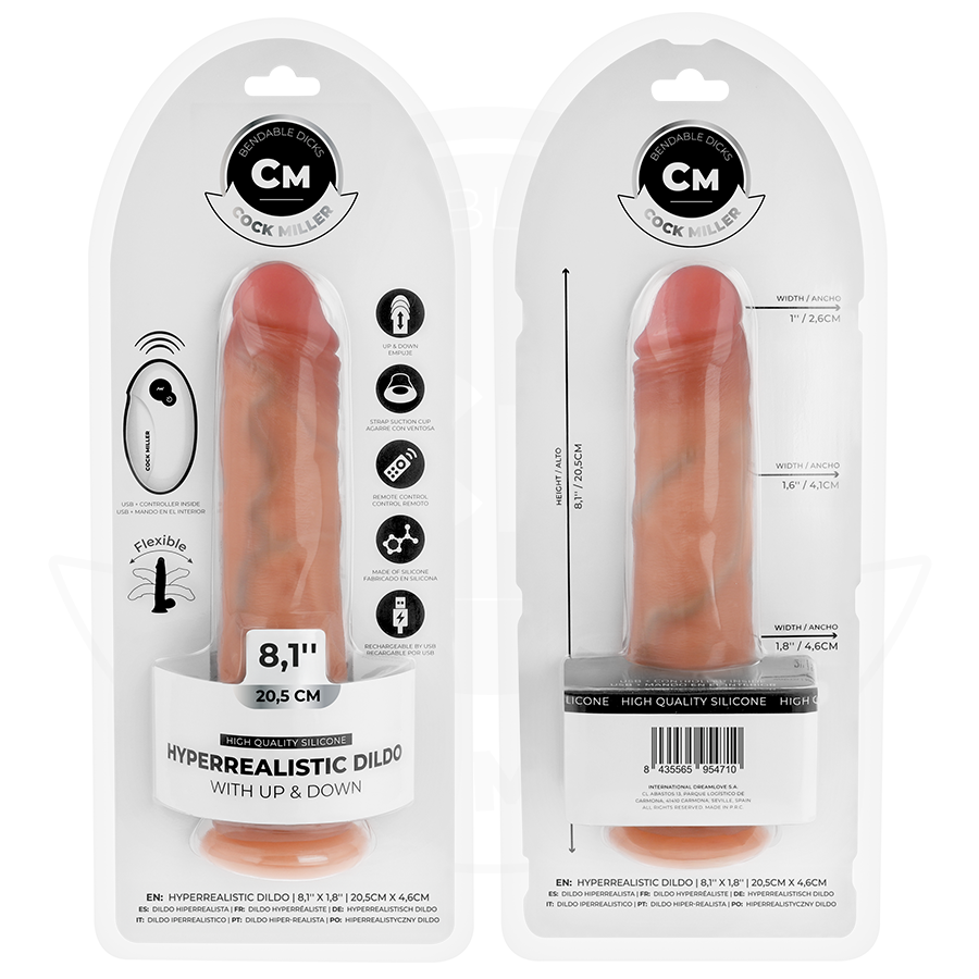 COCK MILLER - HYPER-REALISTIC DILDO WITH SUCTION CUP AND THRUSTING WITH REMOTE CONTROL 20.5 CM