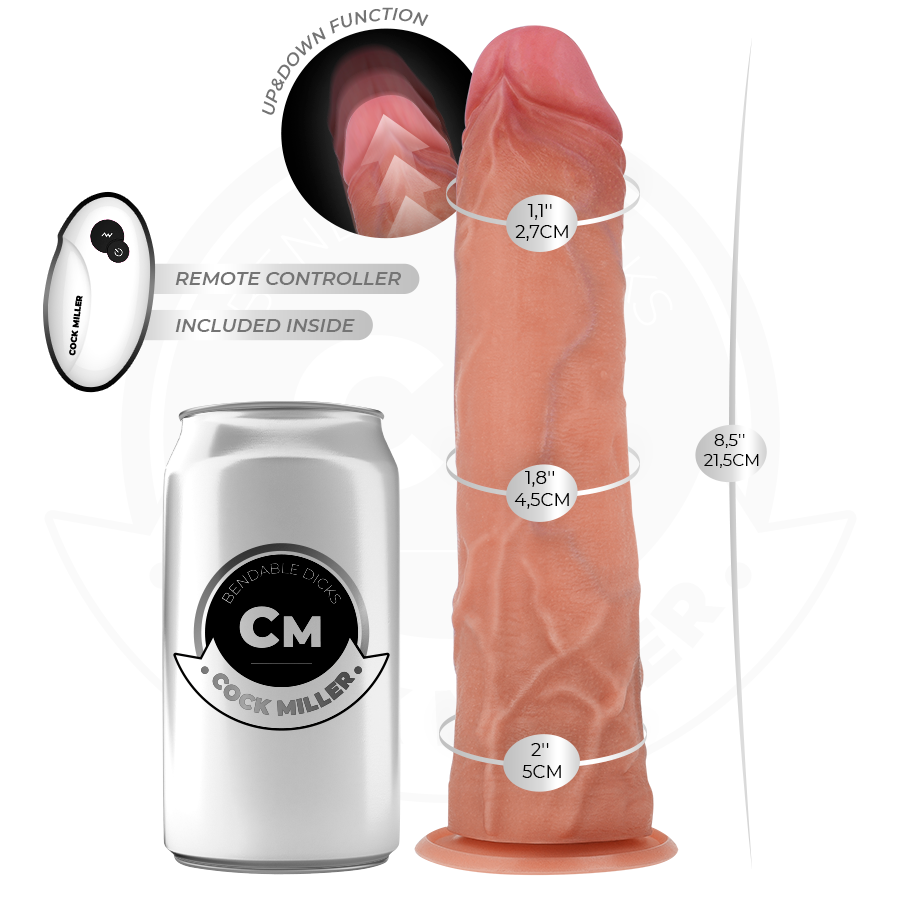 COCK MILLER - HYPER-REALISTIC DILDO WITH SUCTION CUP AND THRUSTING WITH REMOTE CONTROL 21.5 CM