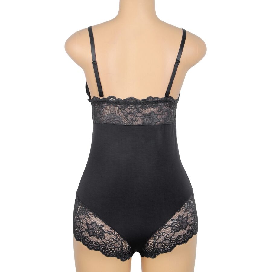SUBBLIME - BLACK FLORAL LACE DETAIL TEDDY L/XL