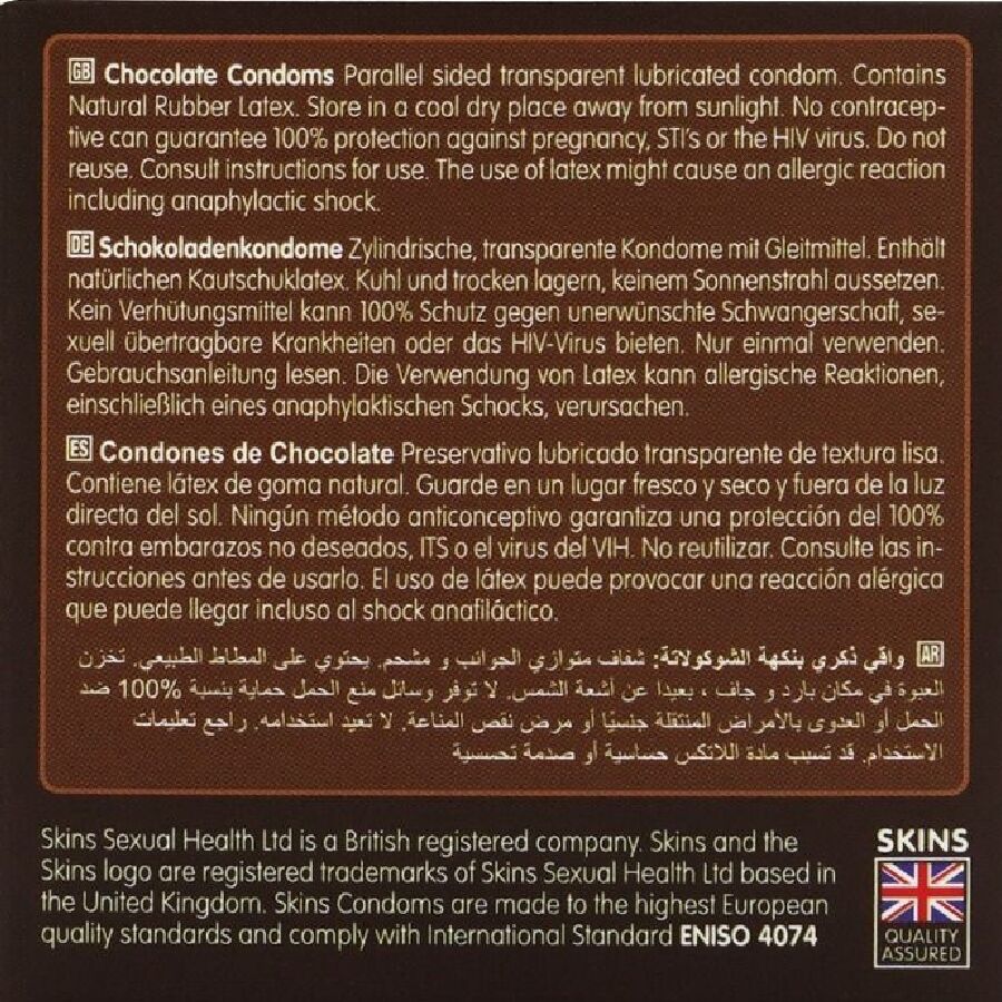 SKINS - CHOCOLATE PREMIUM CONDOMS PACK 4