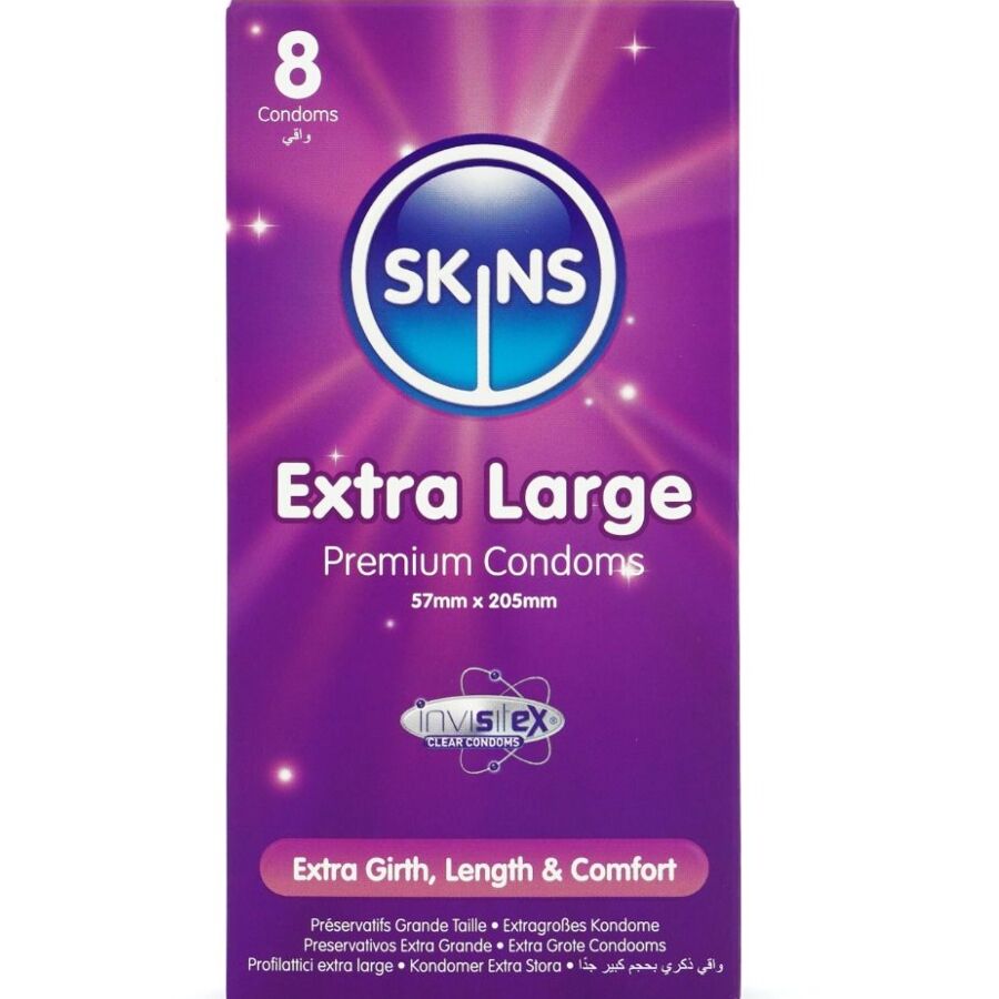 SKINS - EXTRA LARGE PREMIUM CONDOMS PACK 8