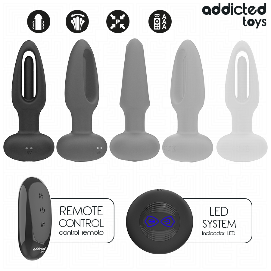 ADDICTED TOYS - ANAL PLUG WITH VIBRATING TONGUE AND REMOTE CONTROL