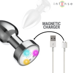 INTENSE - VIBRATING METAL ANAL PLUG WITH LED LIGHTS AND REMOTE CONTROL - SIZE M