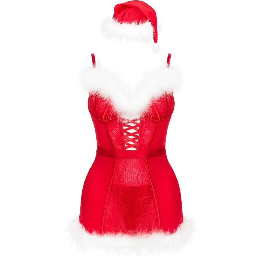 LIVCO CORSETTI FASHION - AGETHE LC 90607 CHEMISE + THONG + CHRISTMAS HAT L/XL