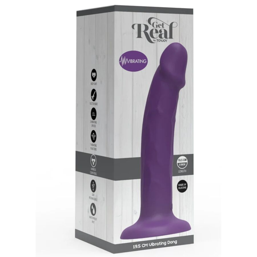 GET REAL - REALISTIC SILICONE VIBRATING DILDO PURPLE 19.5 CM