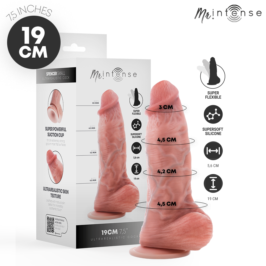 MR INTENSE - SMALL SPENCER SILICONE DILDO 19 CM -Ø- 4.5 CM