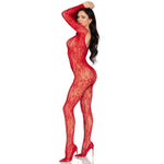 LEG AVENUE - 89366 LACE LINGERIE BODYSTOCKING RED - ONE SIZE