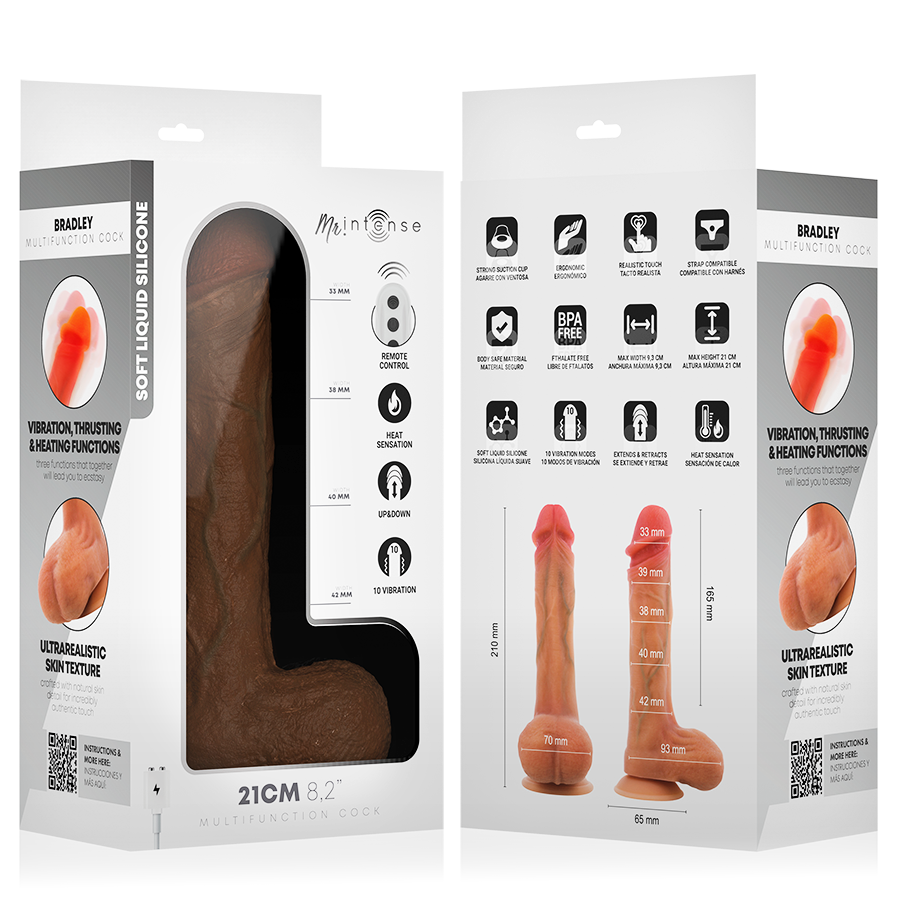 MR INTENSE - BRADLEY SILICONE VIBRATING DILDO WITH HEAT EFFECT AND REMOTE CONTROL 21 CM -Ø- 4.2 CM