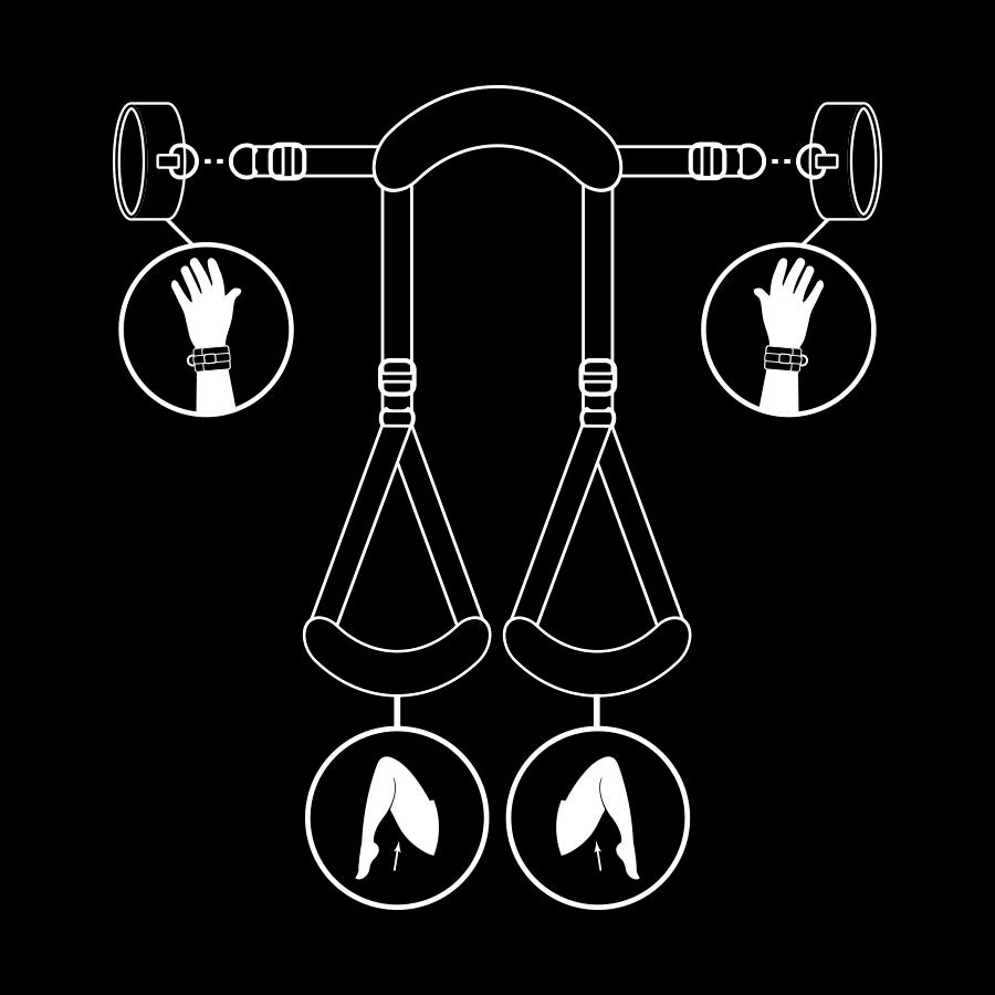 FETISH SUBMISSIVE - OPEN LEGS POSITION WITH NOPRENE LINING HANDCUFFS