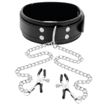 DARKNESS - COLLAR WITH NIPPLE CLAMPS BLACK